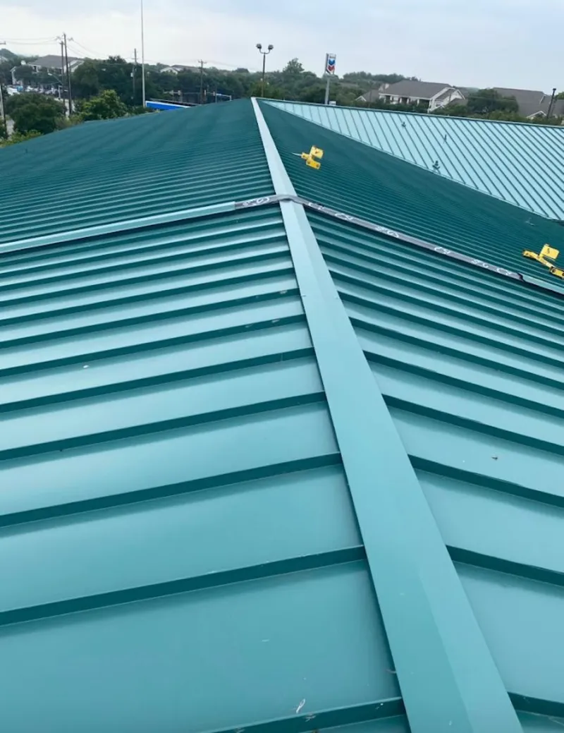 Green commercial metal roof ridge and valley for Metal Roof Repair in Mililani Mauka
